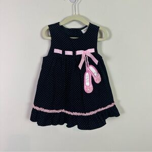 Rare , Too! Toddler Girl Vintage Ballet Corduroy Polka Dot Dress Size 2 T Dance